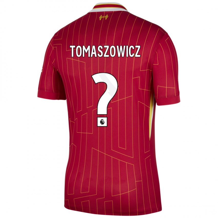 Dzieci Aiden Tomaszowicz #0 Czerwony Żółty Biały Domowa Koszulka 2024/25 Koszulki Klubowe