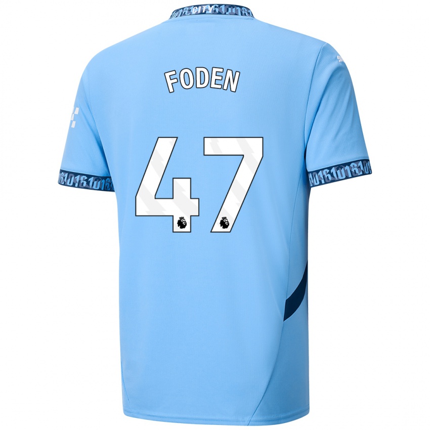 Dzieci Phil Foden #47 Granatowy Domowa Koszulka 2024/25 Koszulki Klubowe