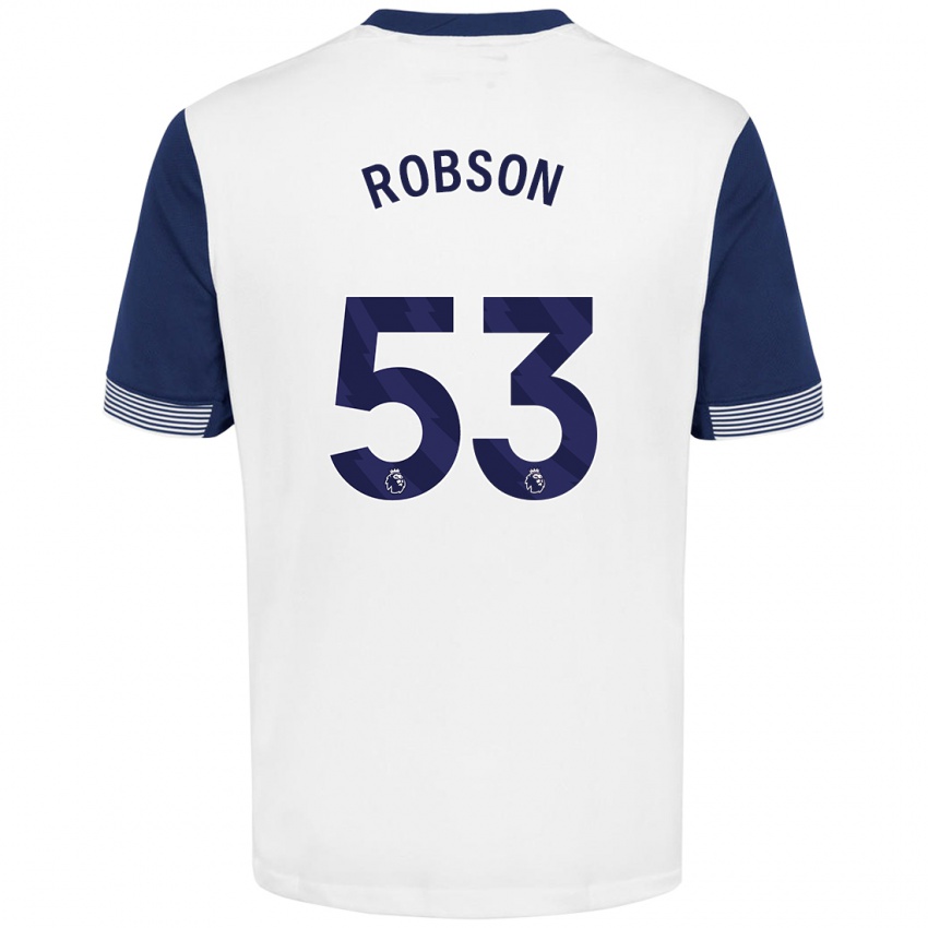 Dzieci Max Robson #53 Biały Niebieski Domowa Koszulka 2024/25 Koszulki Klubowe