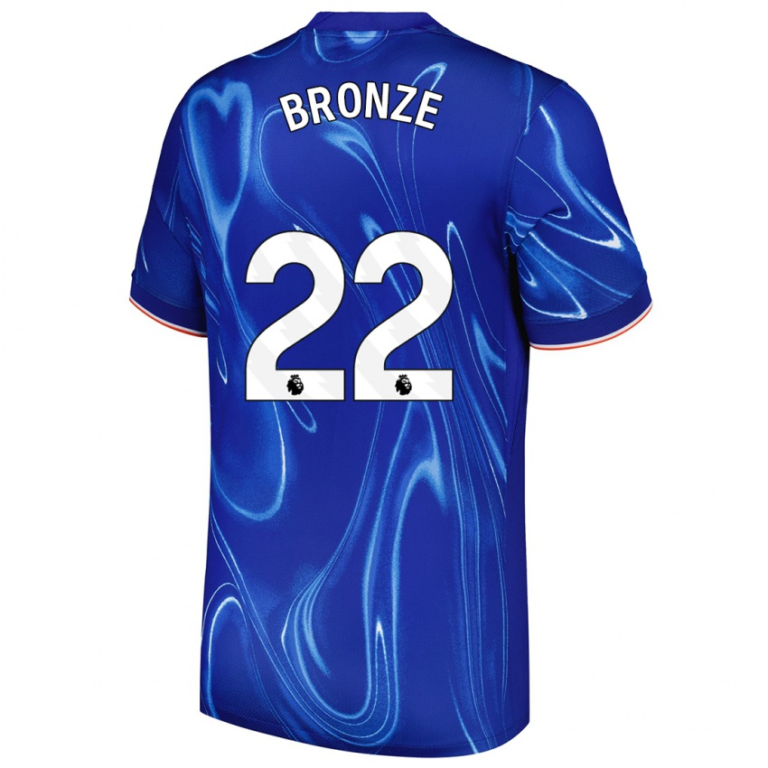 Dzieci Lucy Bronze #22 Niebieski Biały Domowa Koszulka 2024/25 Koszulki Klubowe