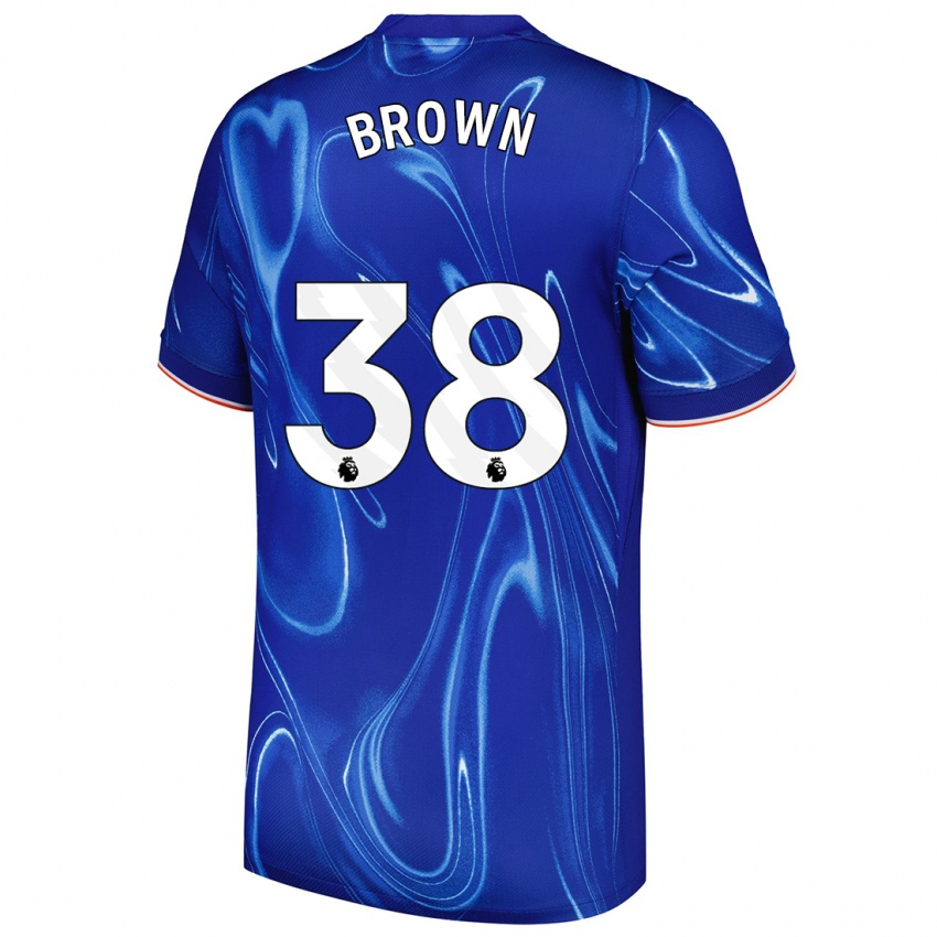 Dzieci Cerys Brown #38 Niebieski Biały Domowa Koszulka 2024/25 Koszulki Klubowe