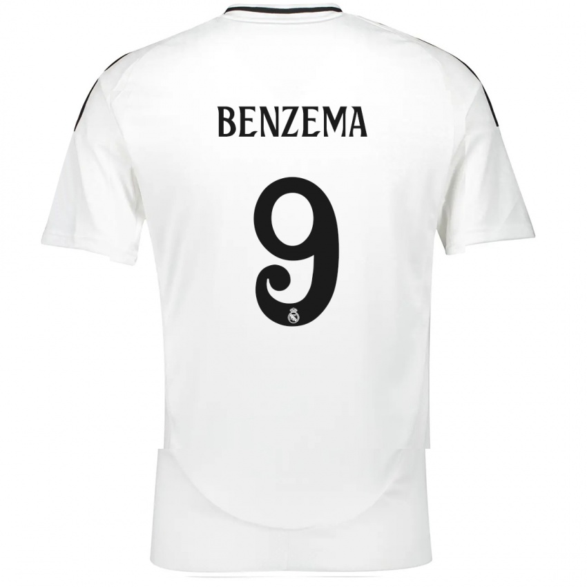 Dzieci Karim Benzema #9 Biały Domowa Koszulka 2024/25 Koszulki Klubowe