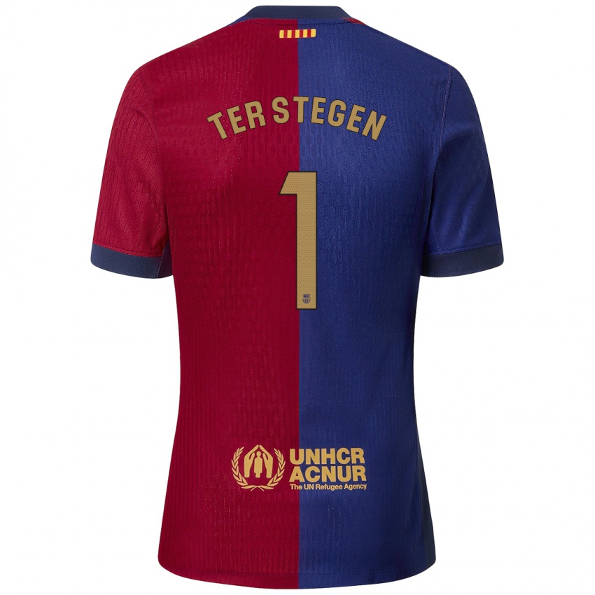 Dzieci Marc-Andre Ter Stegen #1 Niebieski Czerwony Domowa Koszulka 2024/25 Koszulki Klubowe