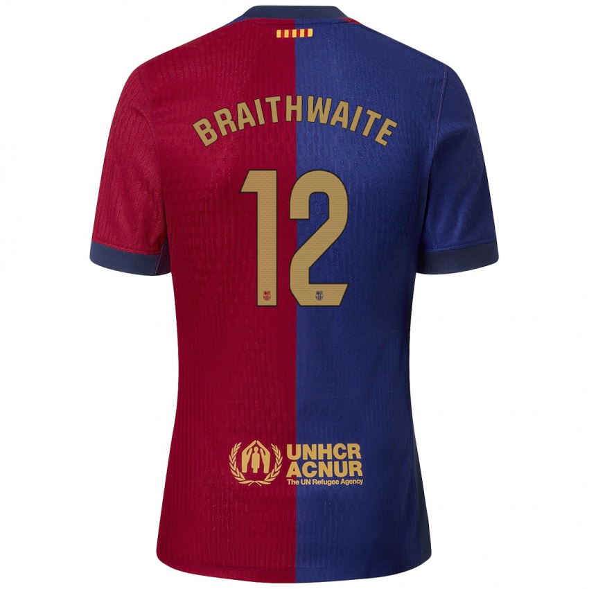 Dzieci Martin Braithwaite #12 Niebieski Czerwony Domowa Koszulka 2024/25 Koszulki Klubowe