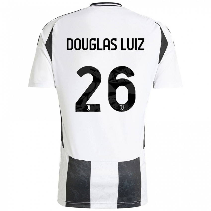 Dzieci Douglas Luiz #26 Biały Czarny Domowa Koszulka 2024/25 Koszulki Klubowe