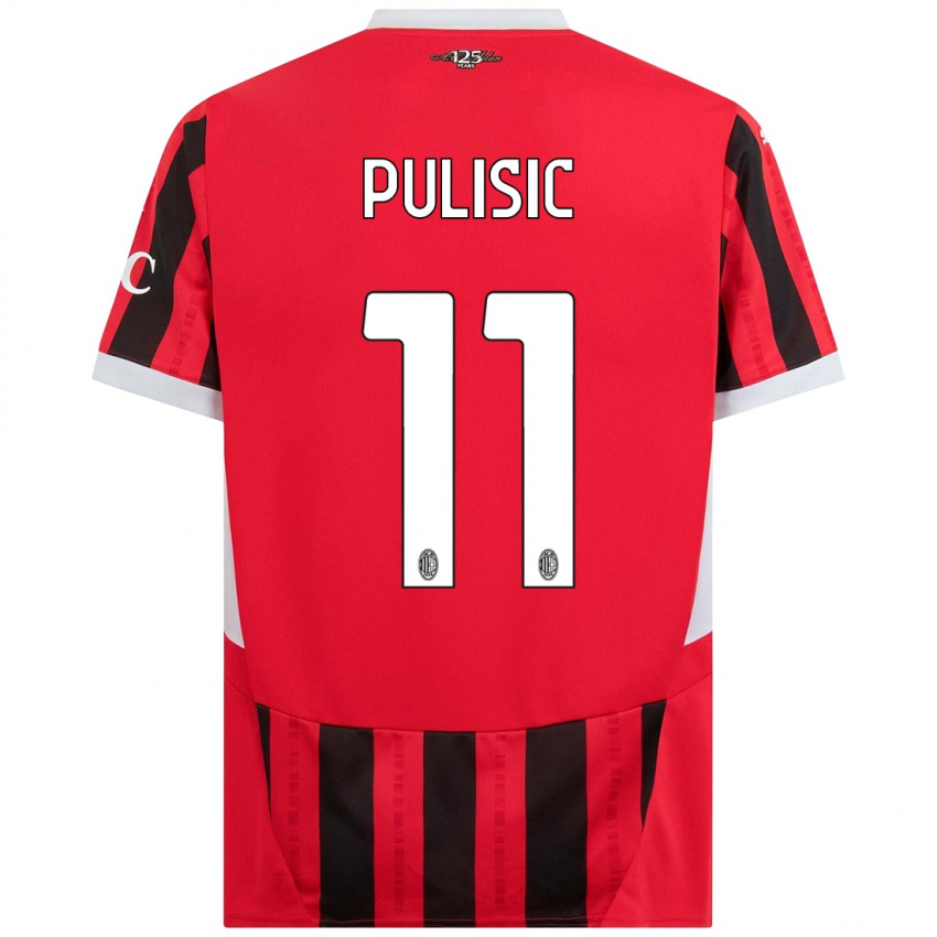 Dzieci Christian Pulisic #11 Czerwony Czarny Domowa Koszulka 2024/25 Koszulki Klubowe