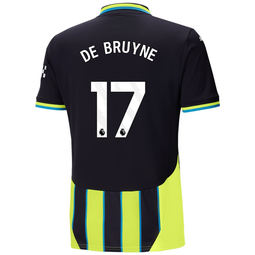 Dzieci Kevin De Bruyne #17 Niebieski Żółty Wyjazdowa Koszulka 2024/25 Koszulki Klubowe