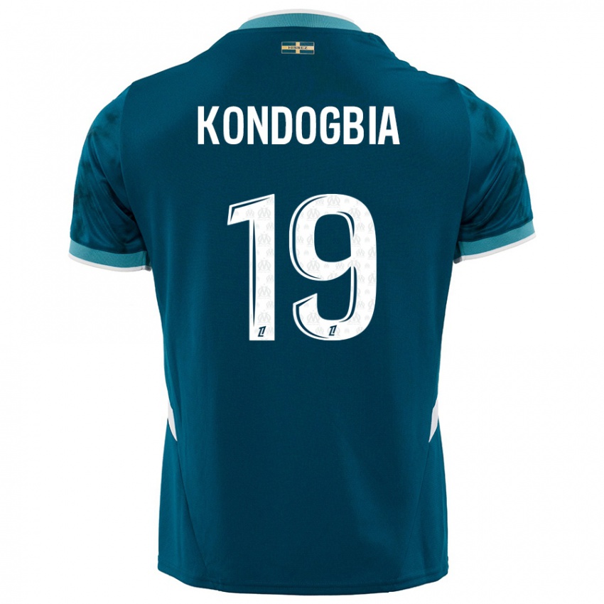 Dzieci Geoffrey Kondogbia #19 Turkusowy Niebieski Wyjazdowa Koszulka 2024/25 Koszulki Klubowe