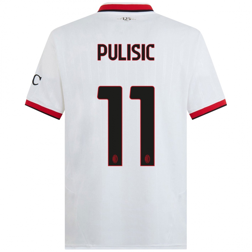 Dzieci Christian Pulisic #11 Biały Czarny Czerwony Wyjazdowa Koszulka 2024/25 Koszulki Klubowe