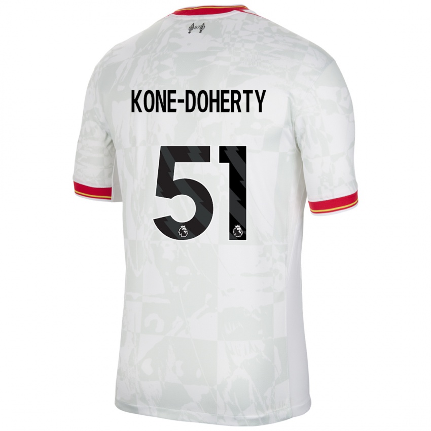 Dzieci Trent Kone-Doherty #51 Biały Czerwony Czarny Trzeci Komplet Koszulka 2024/25 Koszulki Klubowe