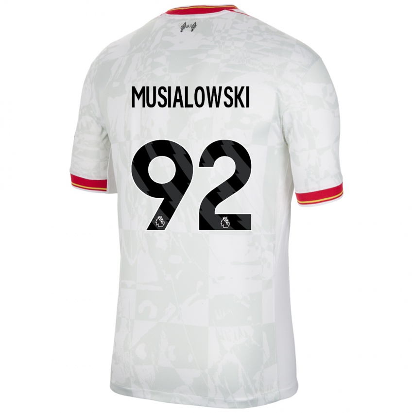 Dzieci Mateusz Musialowski #92 Biały Czerwony Czarny Trzeci Komplet Koszulka 2024/25 Koszulki Klubowe