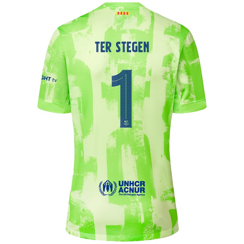 Dzieci Marc-Andre Ter Stegen #1 Limonkowy Trzeci Komplet Koszulka 2024/25 Koszulki Klubowe