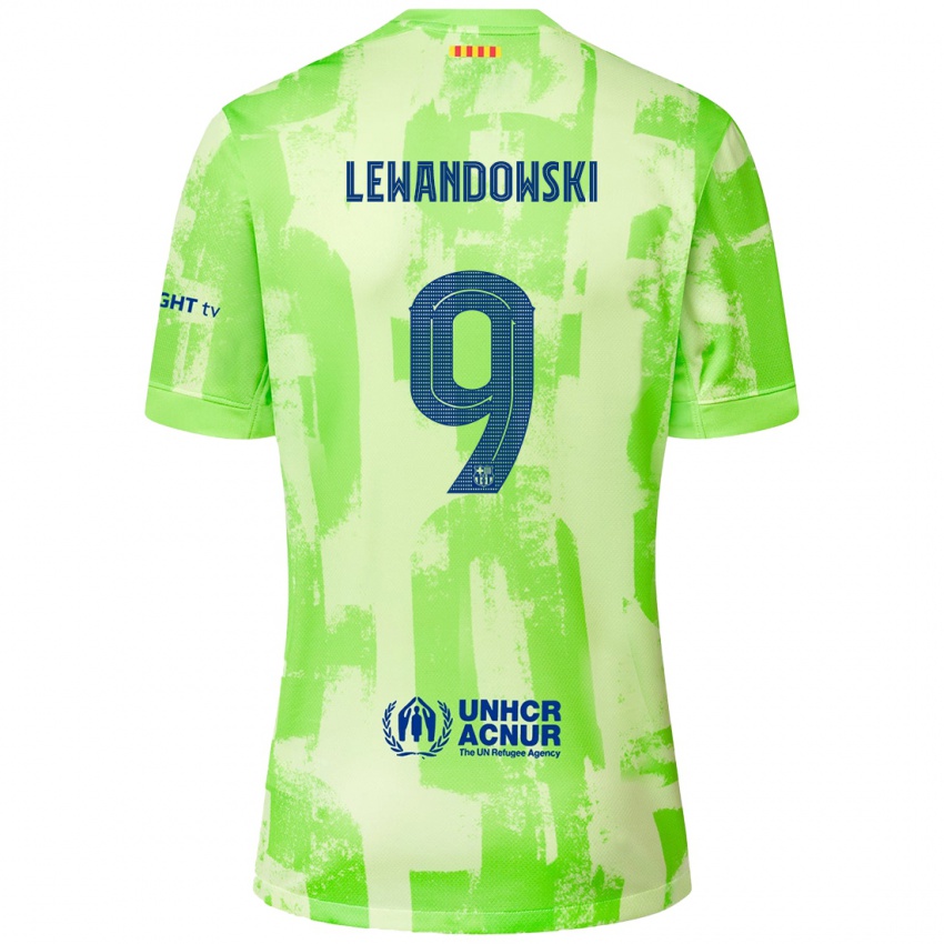 Dzieci Robert Lewandowski #9 Limonkowy Trzeci Komplet Koszulka 2024/25 Koszulki Klubowe