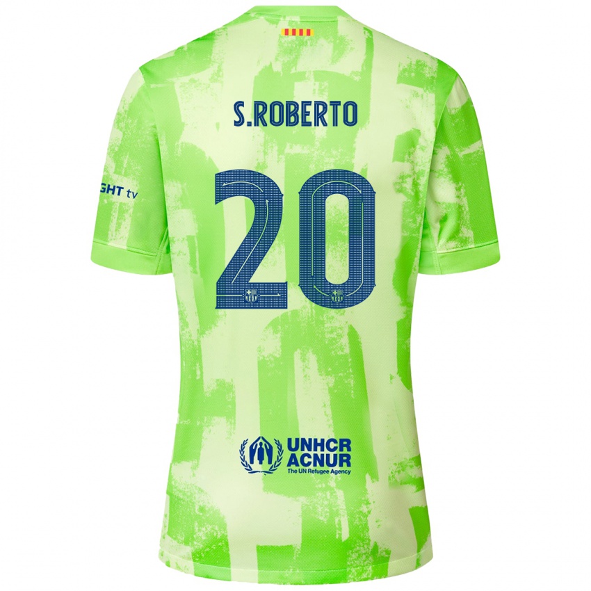 Dzieci Sergi Roberto #20 Limonkowy Trzeci Komplet Koszulka 2024/25 Koszulki Klubowe