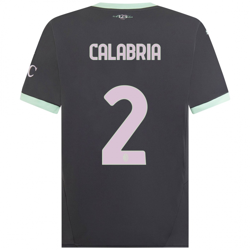 Dzieci Davide Calabria #2 Szary Trzeci Komplet Koszulka 2024/25 Koszulki Klubowe