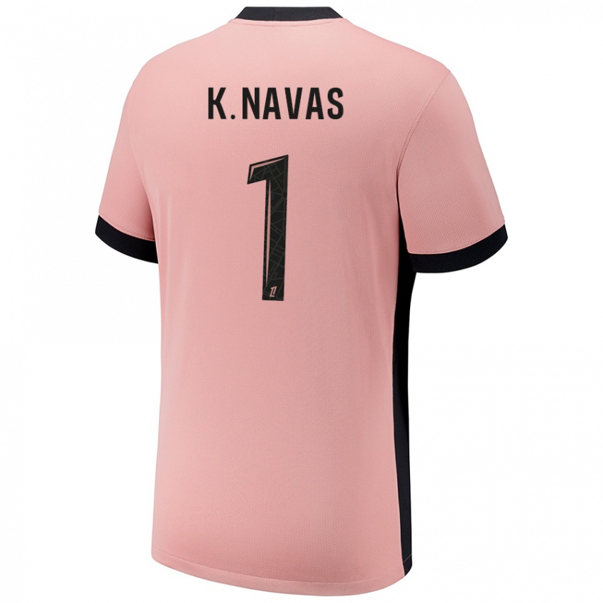 Dzieci Keylor Navas #1 Rdzawy Róż Trzeci Komplet Koszulka 2024/25 Koszulki Klubowe