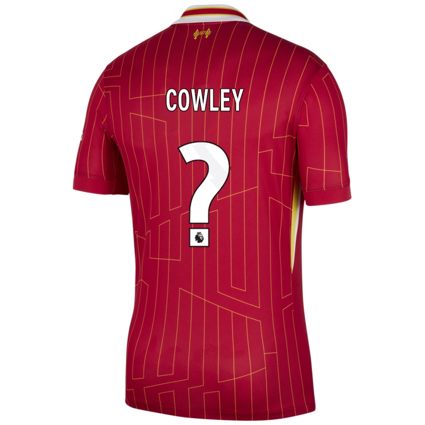 Męski Ryan Cowley #0 Czerwony Żółty Biały Domowa Koszulka 2024/25 Koszulki Klubowe