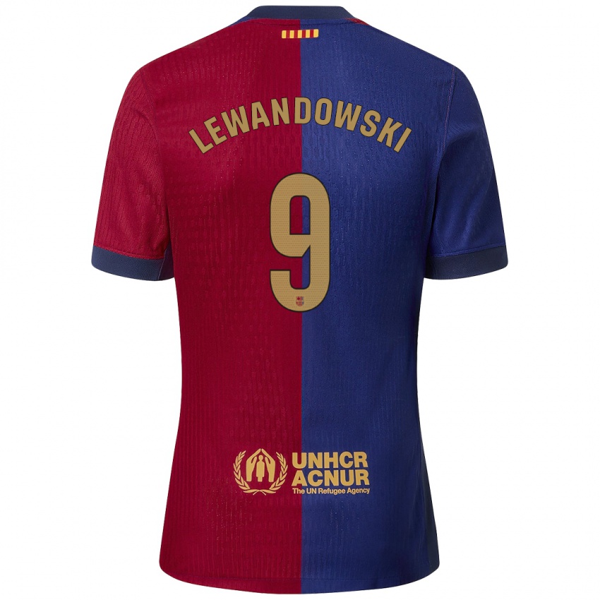 Męski Robert Lewandowski #9 Niebieski Czerwony Domowa Koszulka 2024/25 Koszulki Klubowe