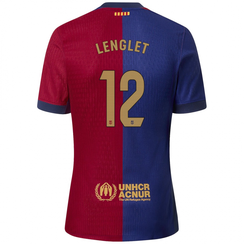 Męski Clement Lenglet #12 Niebieski Czerwony Domowa Koszulka 2024/25 Koszulki Klubowe