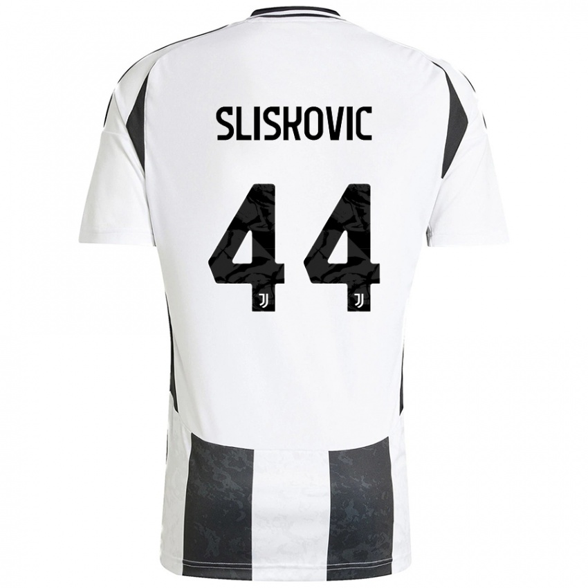 Męski Gloria Slišković #44 Biały Czarny Domowa Koszulka 2024/25 Koszulki Klubowe