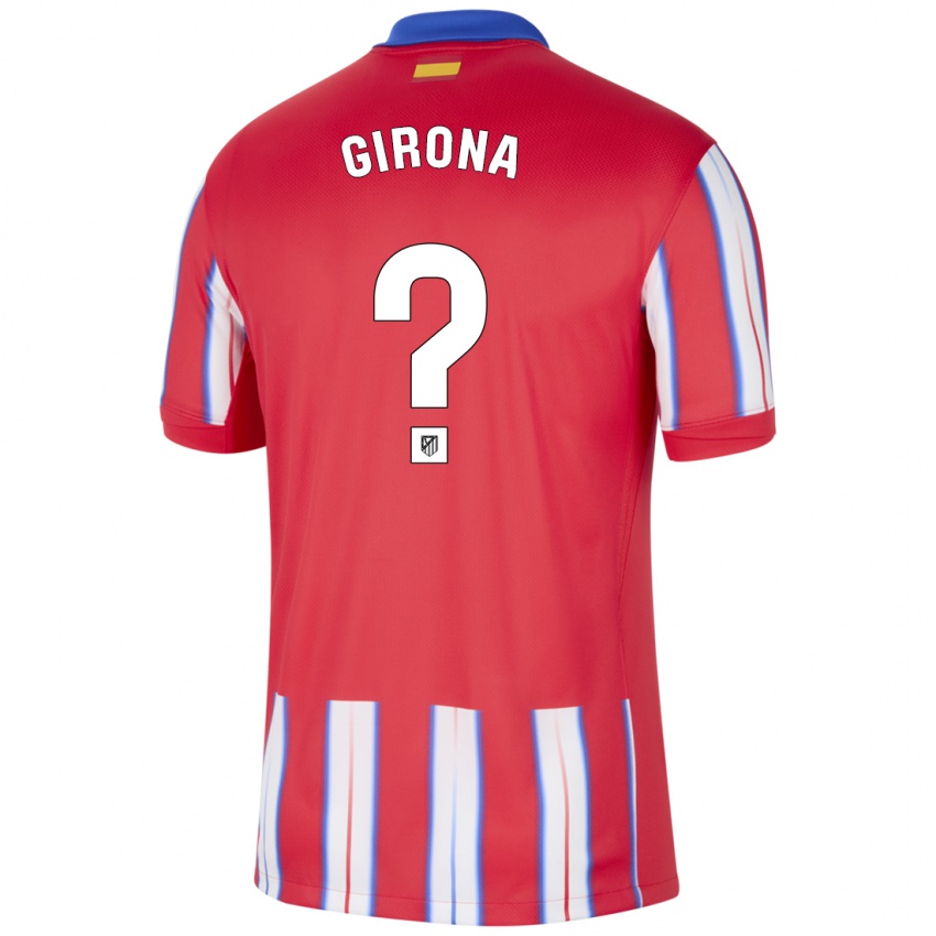 Męski Raúl Girona #0 Czerwony Biały Niebieski Domowa Koszulka 2024/25 Koszulki Klubowe