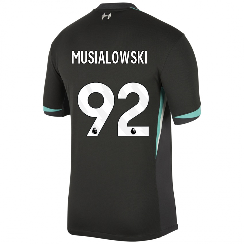 Męski Mateusz Musialowski #92 Czarny Antracytowy Biały Wyjazdowa Koszulka 2024/25 Koszulki Klubowe