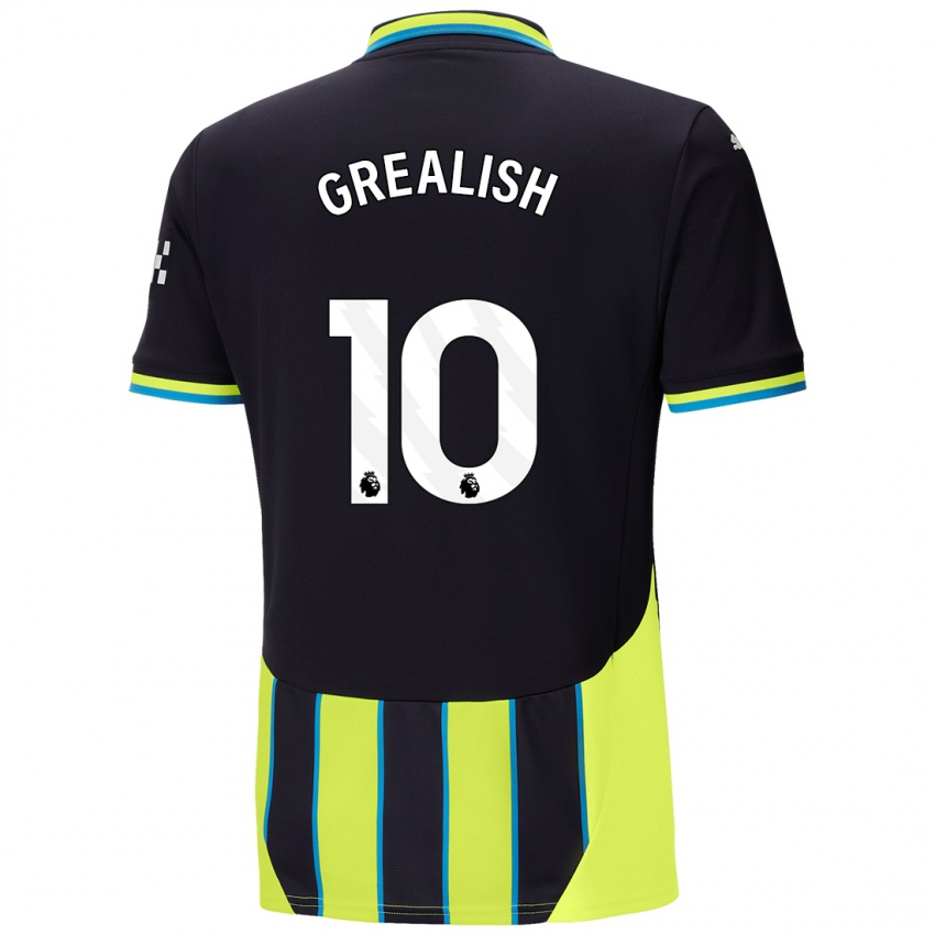 Męski Jack Grealish #10 Niebieski Żółty Wyjazdowa Koszulka 2024/25 Koszulki Klubowe