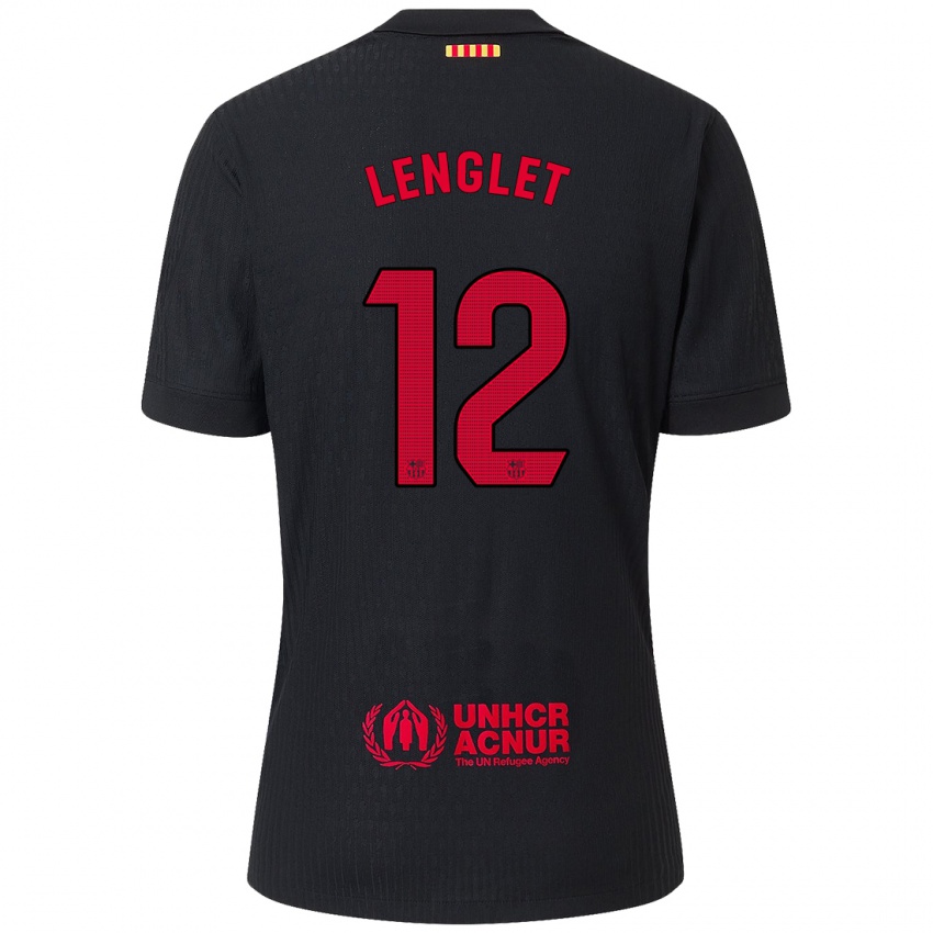 Męski Clement Lenglet #12 Czarny Czerwony Wyjazdowa Koszulka 2024/25 Koszulki Klubowe