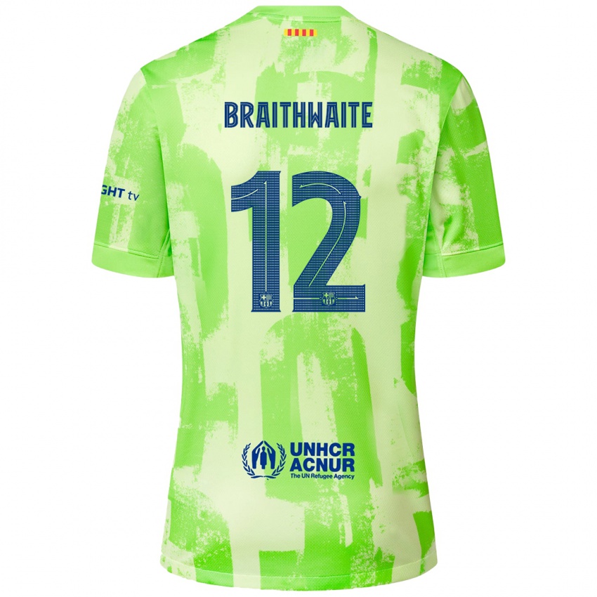 Męski Martin Braithwaite #12 Limonkowy Trzeci Komplet Koszulka 2024/25 Koszulki Klubowe