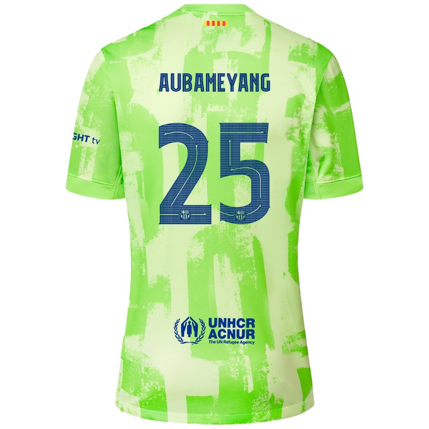 Męski Pierre Emerick Aubameyang #25 Limonkowy Trzeci Komplet Koszulka 2024/25 Koszulki Klubowe