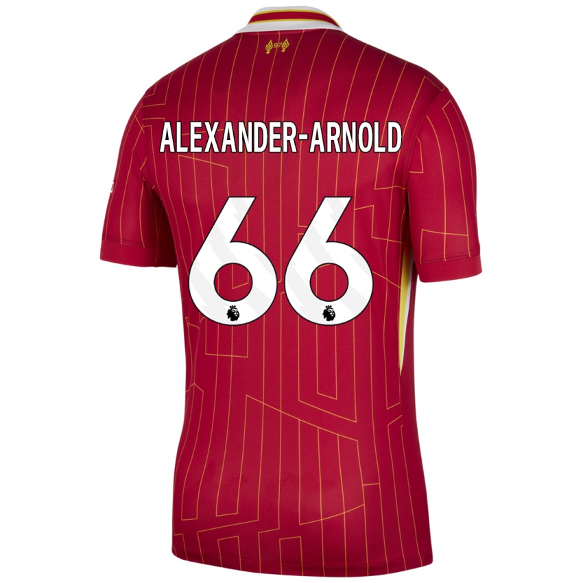 Kobiety Trent Alexander-Arnold #66 Czerwony Żółty Biały Domowa Koszulka 2024/25 Koszulki Klubowe