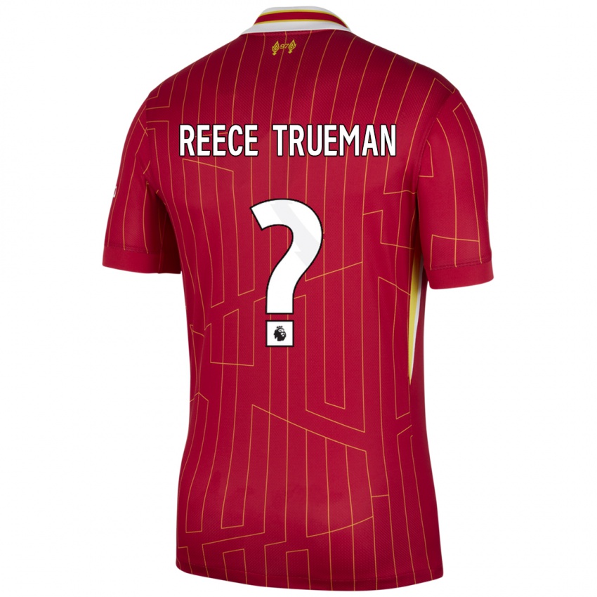 Kobiety Reece Trueman #0 Czerwony Żółty Biały Domowa Koszulka 2024/25 Koszulki Klubowe