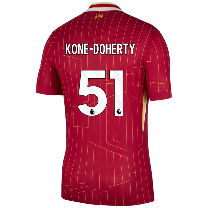 Kobiety Trent Kone-Doherty #51 Czerwony Żółty Biały Domowa Koszulka 2024/25 Koszulki Klubowe