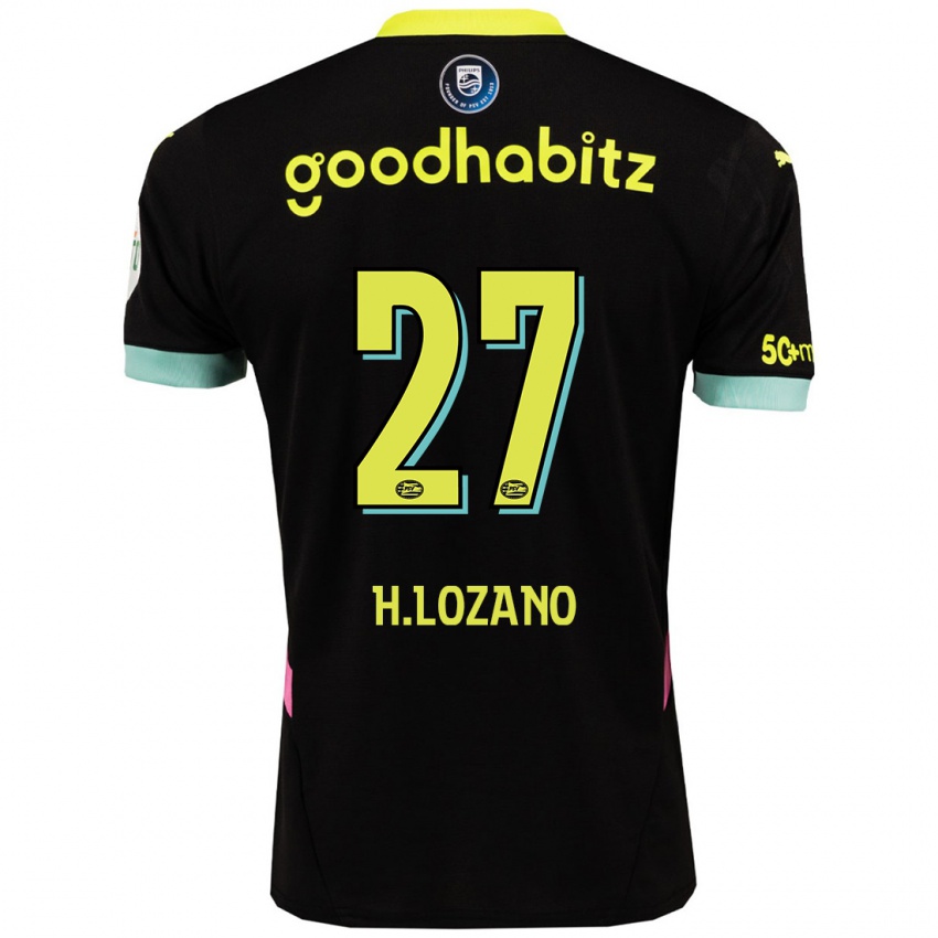 Kobiety Hirving Lozano #27 Czarny Żółty Wyjazdowa Koszulka 2024/25 Koszulki Klubowe