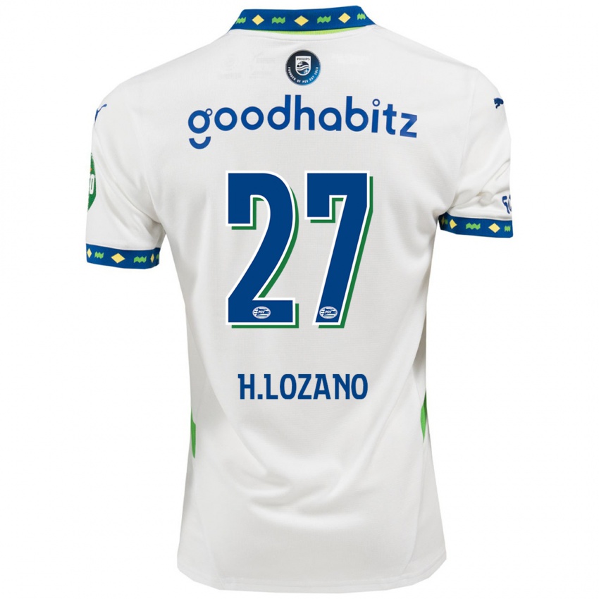 Kobiety Hirving Lozano #27 Biały Ciemnoniebieski Trzeci Komplet Koszulka 2024/25 Koszulki Klubowe