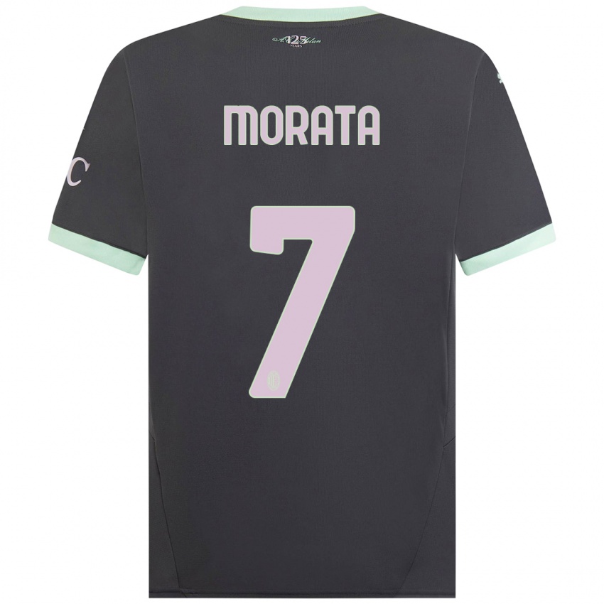 Kobiety Alvaro Morata #7 Szary Trzeci Komplet Koszulka 2024/25 Koszulki Klubowe