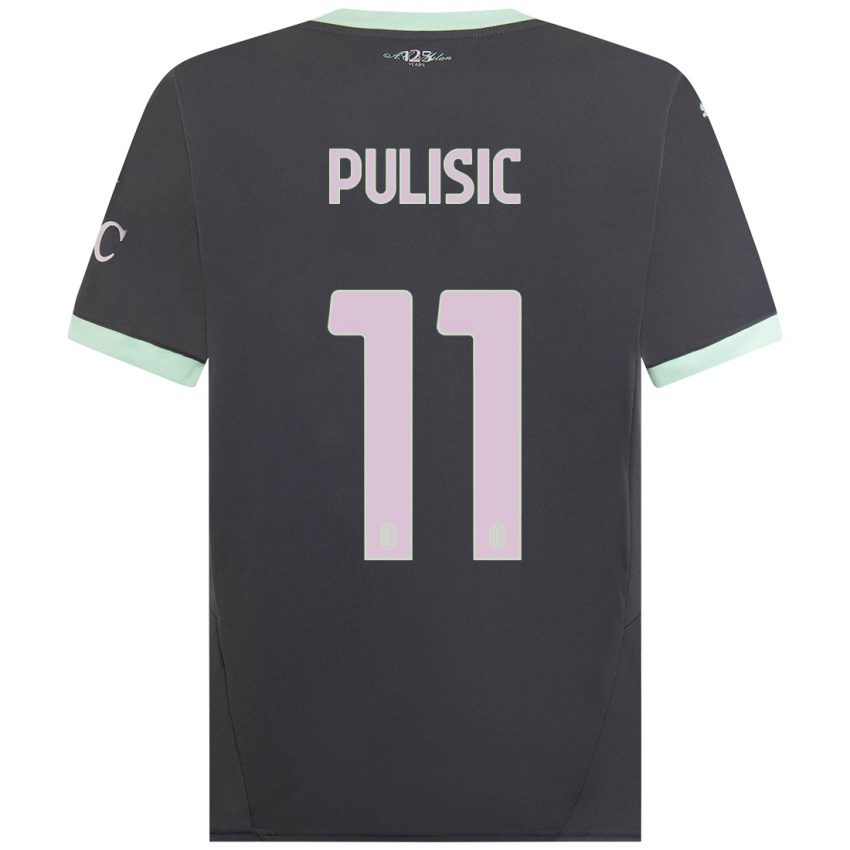 Kobiety Christian Pulisic #11 Szary Trzeci Komplet Koszulka 2024/25 Koszulki Klubowe