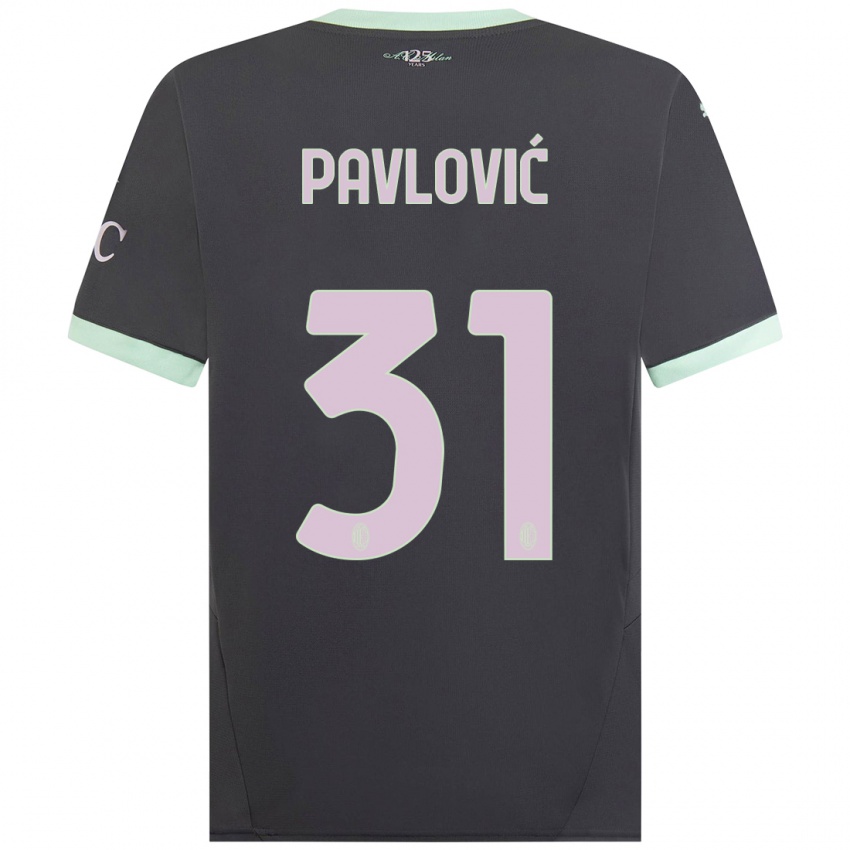 Kobiety Strahinja Pavlović #31 Szary Trzeci Komplet Koszulka 2024/25 Koszulki Klubowe