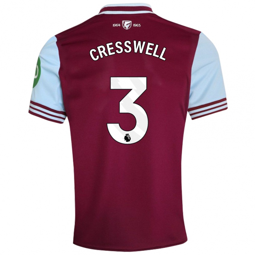 Dzieci Aaron Cresswell #3 Ciemnoczerwony Domowa Koszulka 2024/25 Koszulki Klubowe