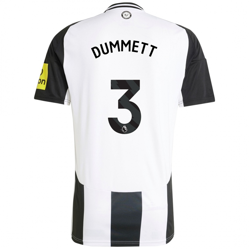 Dzieci Paul Dummett #3 Biały Czarny Domowa Koszulka 2024/25 Koszulki Klubowe