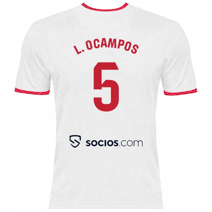 Dzieci Lucas Ocampos #5 Biały Czerwony Domowa Koszulka 2024/25 Koszulki Klubowe