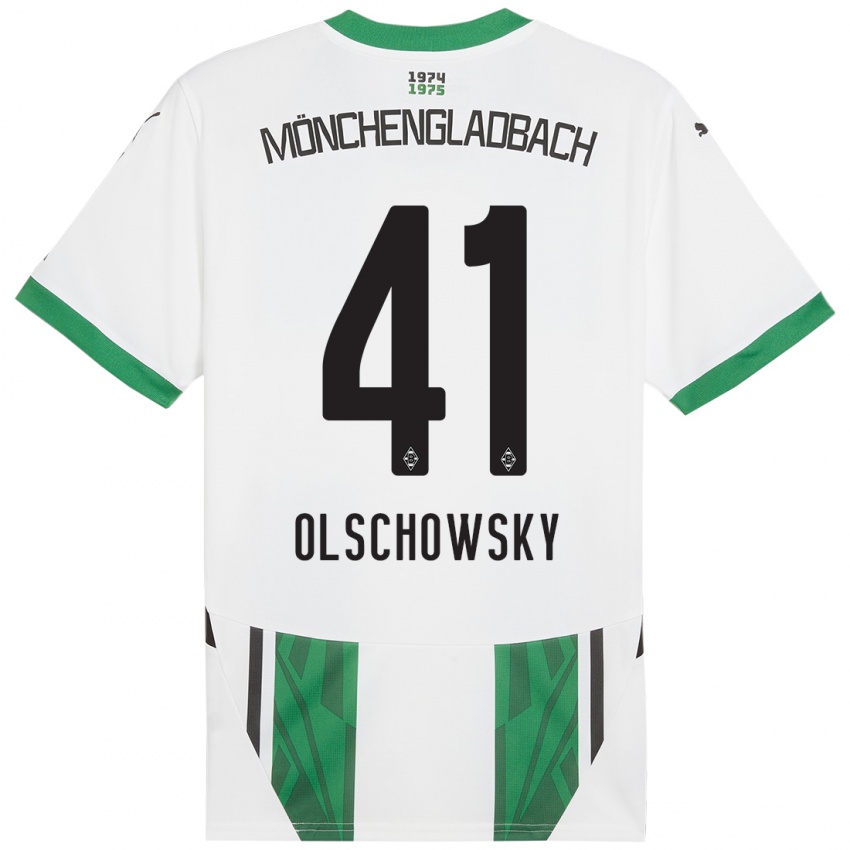 Dzieci Jan Olschowsky #41 Biały Zielony Domowa Koszulka 2024/25 Koszulki Klubowe