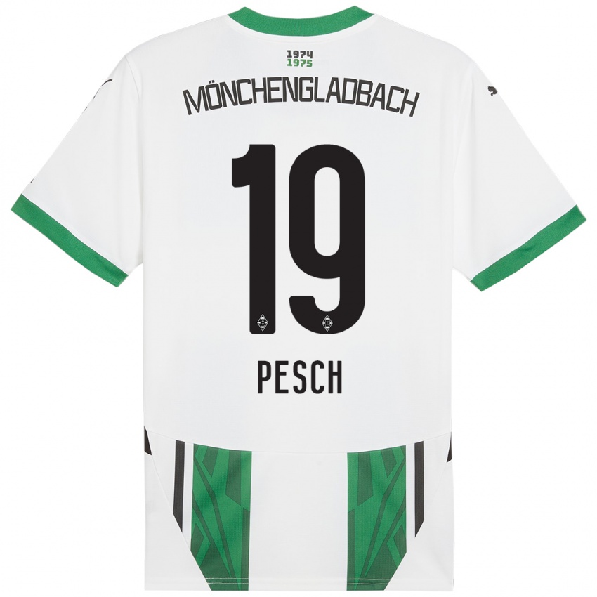 Dzieci Noah Pesch #19 Biały Zielony Domowa Koszulka 2024/25 Koszulki Klubowe