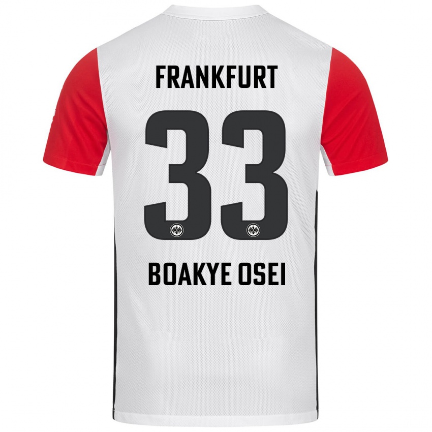 Dzieci Derek Boakye-Osei #33 Biały Czerwony Domowa Koszulka 2024/25 Koszulki Klubowe