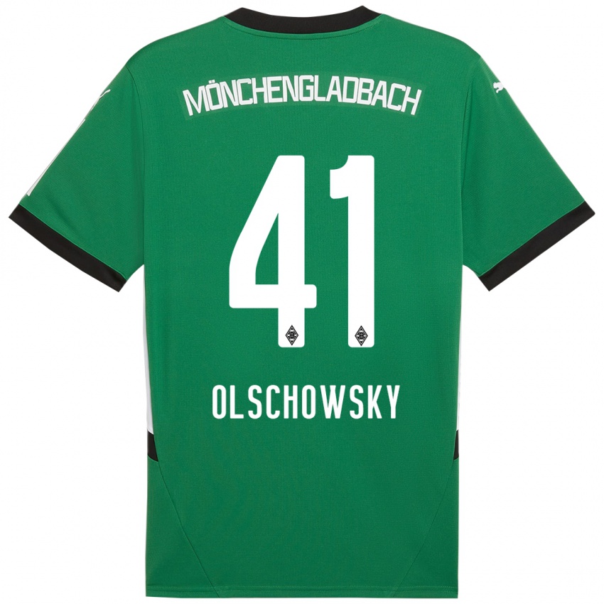 Dzieci Jan Olschowsky #41 Zielony Biały Wyjazdowa Koszulka 2024/25 Koszulki Klubowe