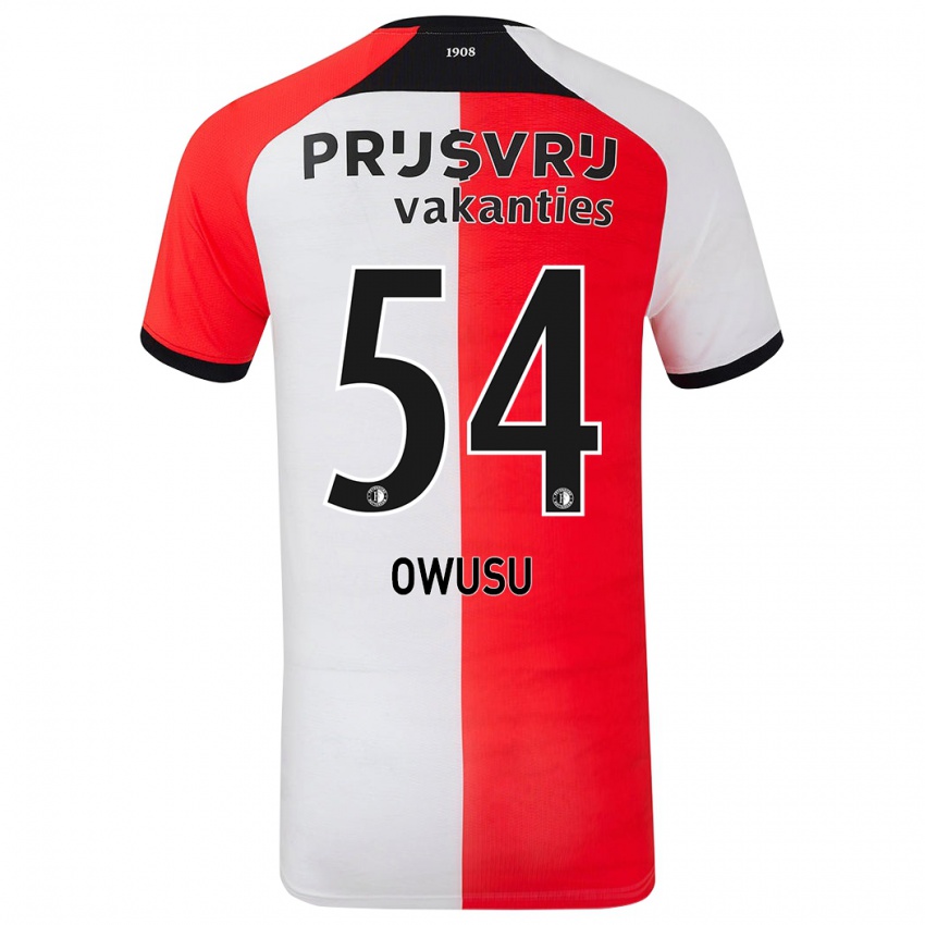 Męski Denzel Owusu #54 Czerwony Biały Domowa Koszulka 2024/25 Koszulki Klubowe