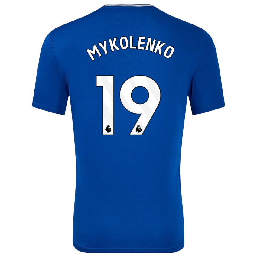 Męski Vitaliy Mykolenko #19 Niebieski Z Domowa Koszulka 2024/25 Koszulki Klubowe