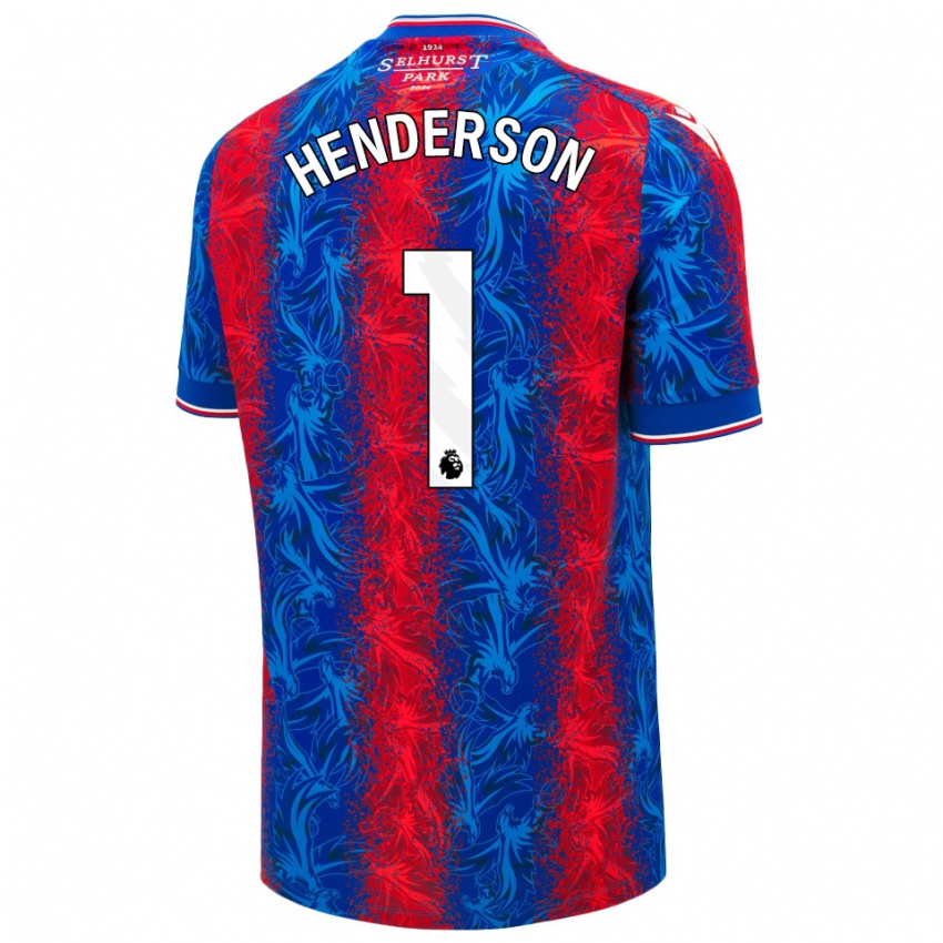 Męski Dean Henderson #1 Czerwony Niebieski Paski Domowa Koszulka 2024/25 Koszulki Klubowe