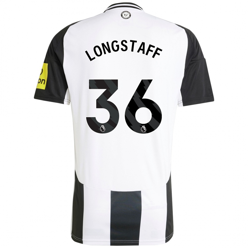 Męski Sean Longstaff #36 Biały Czarny Domowa Koszulka 2024/25 Koszulki Klubowe