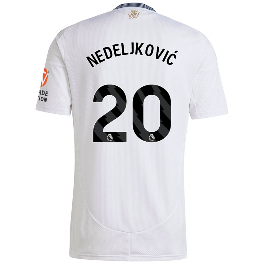 Męski Kosta Nedeljkovic #20 Biały Wyjazdowa Koszulka 2024/25 Koszulki Klubowe